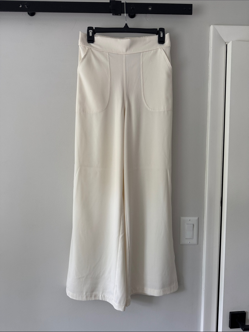 Ivory Wide-Leg High-Waist Dress Pants
